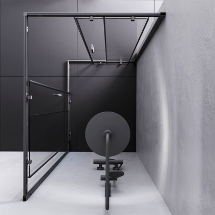 W93G-404-120290-BT Gem S Twin Slide 120x90. Душевое ограждение,120x90, профиль Черный мат., стекло п