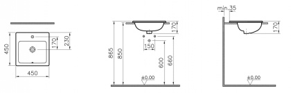 S20 Накладная раковина 45cm-цвет белый