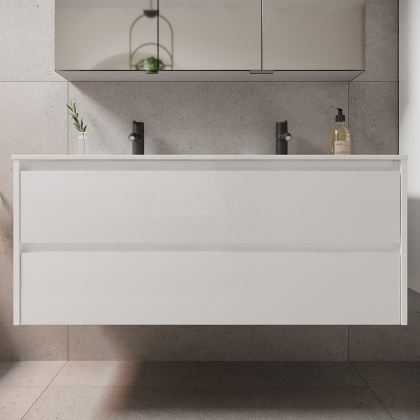 Тумба подвесная SANCOS Libra 1190х450х500, c двумя ящиками оснащенными доводчиками, белый глянец , арт. LB120-2W Тумба подвесная SANCOS Libra 1190х450х500, c двумя ящиками оснащенными доводчиками, белый глянец , арт. LB120-2W