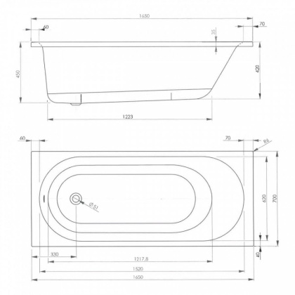 Акриловая ванна VAGNERPLAST KASANDRA 165x70 Акриловая ванна VAGNERPLAST KASANDRA 165x70