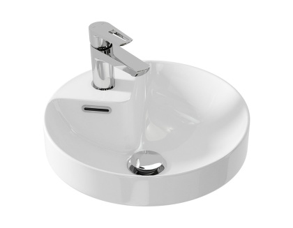 Круглая встраиваемая раковина CREA на столешницу с отверстием под смеситель, диаметром 38 см.