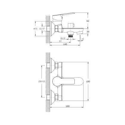 Смеситель для ванны с коротким изливом RUSH Victoria (VI7135-44) Смеситель для ванны с коротким изливом RUSH Victoria (VI7135-44)
