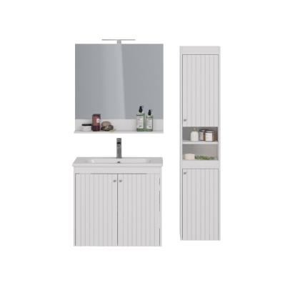 Зеркало Lemark ROMANCE 80см с полкой, цвет: Белый глянец