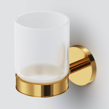 Стеклянный стакан с настенным держателем, золото A85A34399