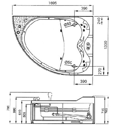 Акриловая ванна Gemy G9086 B R Акриловая ванна Gemy G9086 B R