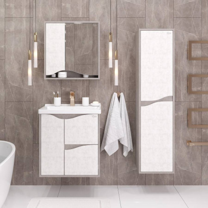 Тумба Onika Брендон 60 подвесная, бетон крем/камень светлый (ум.Миранда 60)