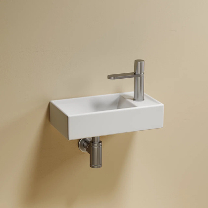 Умывальник подвесной прямоугольный (чаша слева, отверстие под смеситель справа) цвет белый матовый Element 407*217*100