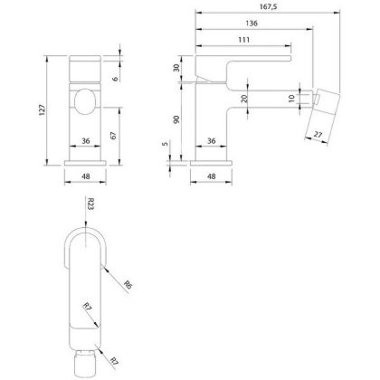Смеситель для биде OMNIRES BARETTI BA7820BL (черный BLM)