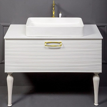 Тумба Linea 100 белая + Золото_Комплект 842-100-WG Boheme