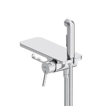 773500001 Jupiter, Смеситель монтируемый в стену с гиг. душем и полкой, Хром