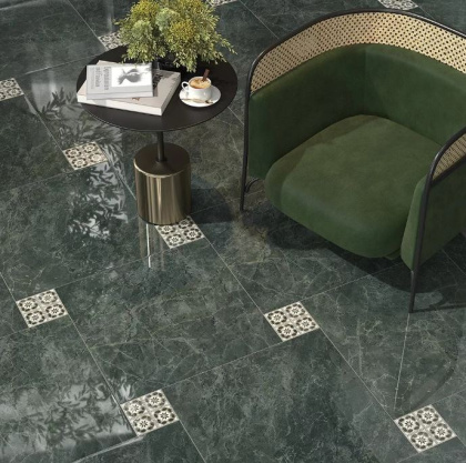 Вставка OS\A312\SG606220RL Серенада 3 бежевый/зеленый 7,2см*7,2см*9мм (1уп/9шт/)Лаппатированный, шт