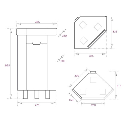Тумба Onika Айленд 35 напольная, белая, угловая (ум. Line)