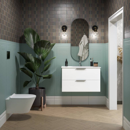 Раковина PIANO подвесная/мебельная 85, белая глянцевая