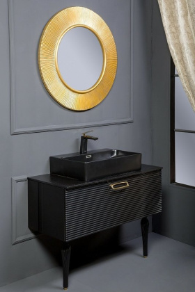 Тумба Linea 100 черная + золото_Комплект 842-100-BG Boheme