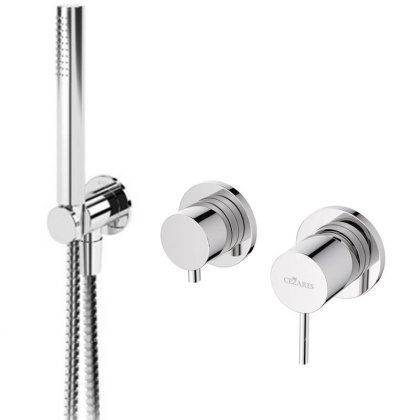 LEAF-DIM3-D-L-01 Встраиваемый смеситель для душа с переключателем на 3 выхода, в комплекте с ручным душем, исполнение Хром