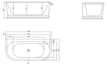 Акриловая ванна BELBAGNO BB408-1500-800
