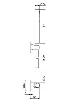 Ручной душ OLE с держателем для лейки и шлангом,  без выхода для подачи воды, хром Ручной душ OLE с держателем для лейки и шлангом,  без выхода для подачи воды, хром