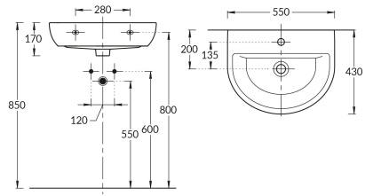 Раковина BUONGIORNO подвесная 55, белая глянцевая