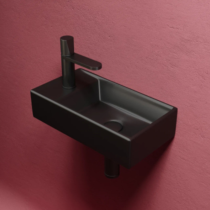 Умывальник подвесной прямоугольный (чаша справа, отверстие под смеситель слева) цвет черный матовый Element 407*217*100