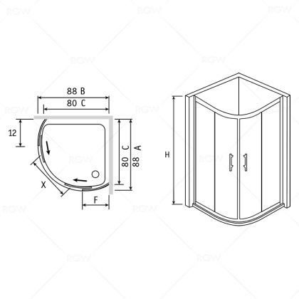 Душевой уголок RGW Passage PA-55 80х80 06085588-11K с поддоном профиль Хром стекло прозрачное