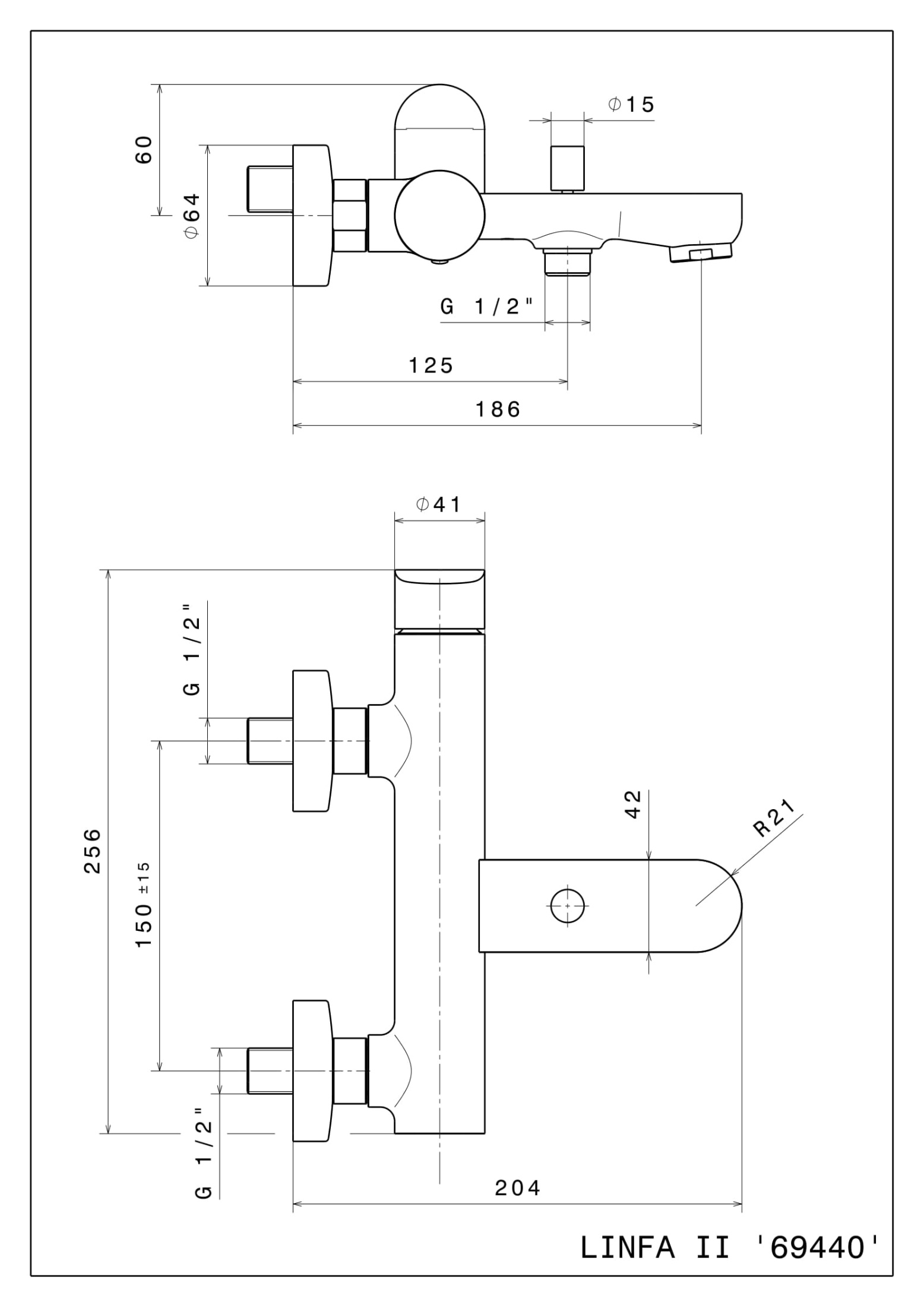 Смеситель для ванны OLE настенный, хром глянец
