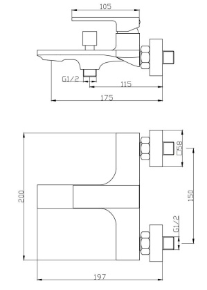Смеситель для ванны/душа Orange Lutz M04-100cr