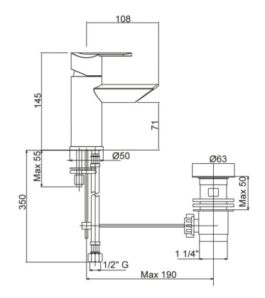 GARDA-BSM1-01-Cr Смеситель на биде однорыч c донным клапаном, исполнение хром, ручки хромированные