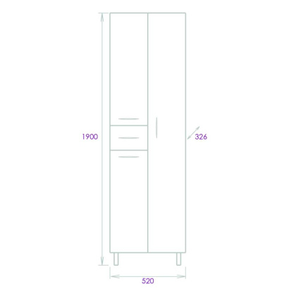 Пенал Onika Модерн 52 напольный, белый, универсальный