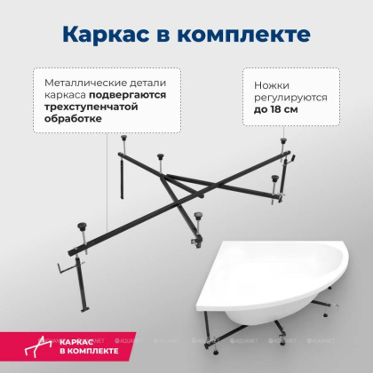 Акриловая ванна Aquanet Vista 150x150 254389 на каркасе