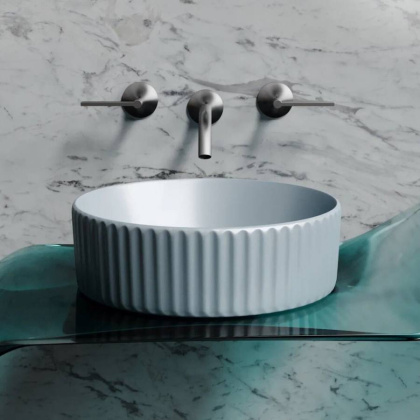 Умывальник чаша накладная круглая (цвет Серо-Голубой Матовый) Element 360*360*115мм