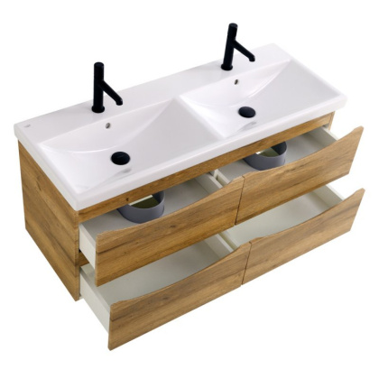 Тумба с раковиной на две чаши четырьмя ящиками подвесная BelBagno MARINO-CER 120 Bianco Lucido , раковина белая Тумба с раковиной на две чаши четырьмя ящиками подвесная BelBagno MARINO-CER 120 Bianco Lucido , раковина белая