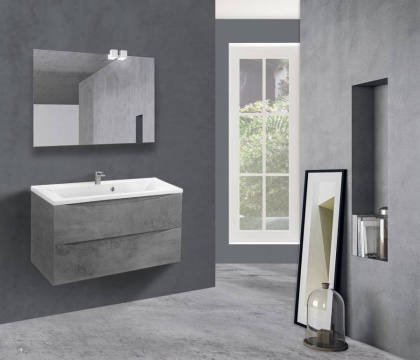 База под раковину Mia 900 подвесная, 2 выкатных ящика soft close, Beton База под раковину Mia 900 подвесная, 2 выкатных ящика soft close, Beton