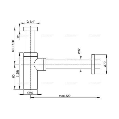 Сифон для умывальника цельнометаллический, A400