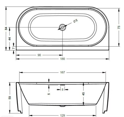 Акриловая ванна Riho Desire Wall Mounte 180 B2W Velvet White