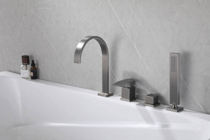 Смеситель ABBER Wasserfall AF8613NG на борт ванны, никель