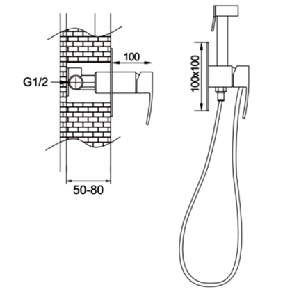 Гигиенический душ со смесителем Rose R1505F, белый/хром