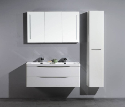 Тумба с раковиной подвесная на две чаши BelBagno ANCONA-N 120 Bianco Lucido, раковина белая Тумба с раковиной подвесная на две чаши BelBagno ANCONA-N 120 Bianco Lucido, раковина белая